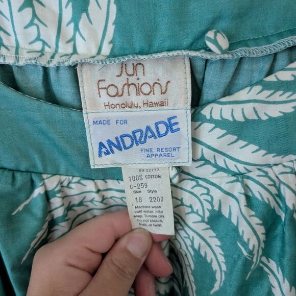 Vintage Sun Fashions Of Hawaii Honolulu Leaf  Boho Resort Maxi Dress Size 18 - Picture 4 of 7